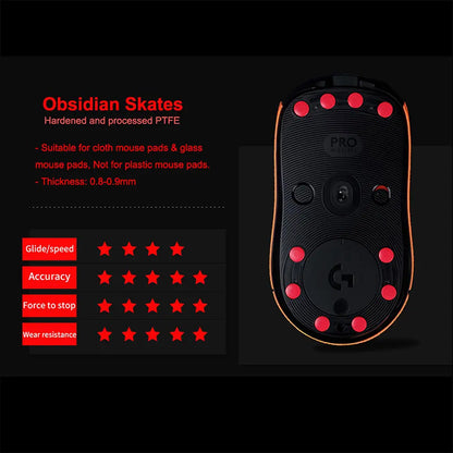 GOGOFREE Red 2Pcs Gaming Replacement Mouse Feet Stickers, High-Density PTFE Gamer Stuff PC Accessories with Long Service Life, Anti-Scratch Low-Friction Smooth Sliding Pads