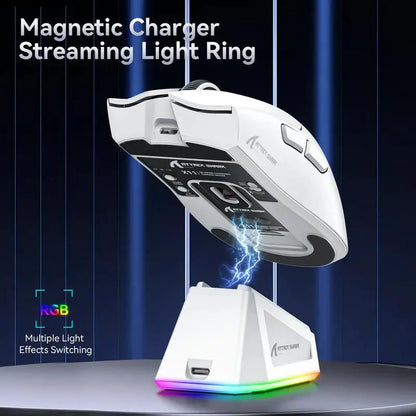 ATTACK SHARK X11 Wireless Gaming Mouse, Rechargeable RGB Gaming Mouse with Charging Base, 5 Programmable Buttons, Office Mouse for Gaming, Gaming Accessory