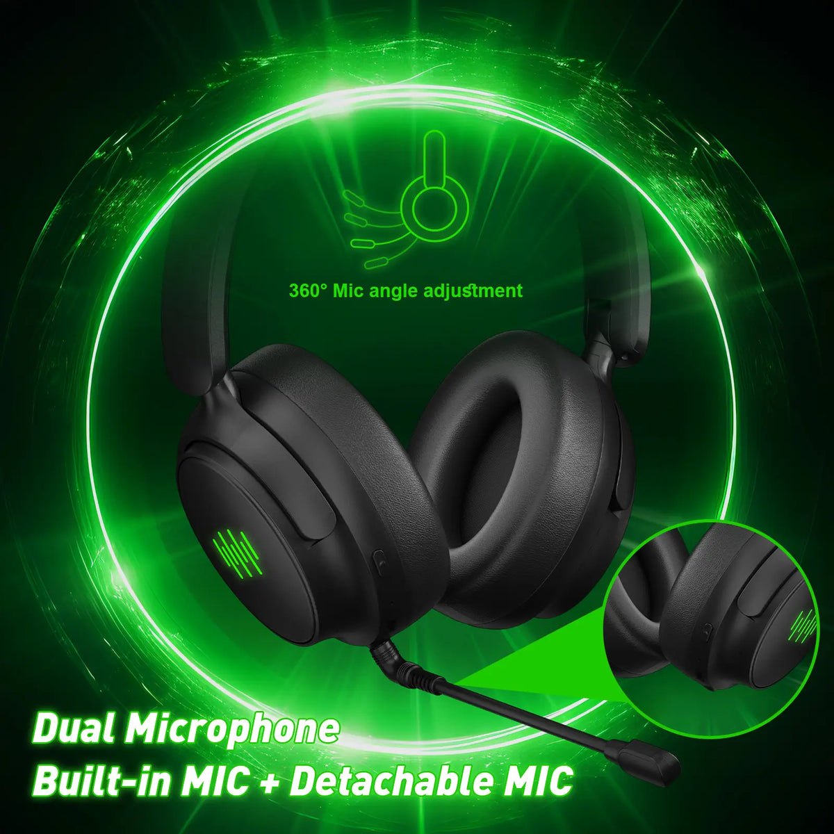 Upgraded Wireless Gaming Headset for Xbox with Game/Chat Audio Balance, Adjustable Vocals and Background Sounds, Mic Mute, Bluetooth, 3D Surround Sound,Foldable Bluetooth Headset Works with PS5, Mac, PC, Nintendo Switch - Long Battery Life Tiktokshopsprin