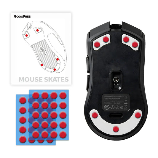 GOGOFREE Red 2Pcs Gaming Replacement Mouse Feet Stickers, High-Density PTFE Gamer Stuff PC Accessories with Long Service Life, Anti-Scratch Low-Friction Smooth Sliding Pads