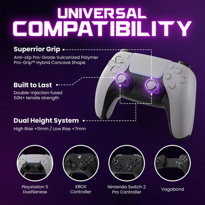 ELO Ascend Pro Gaming Thumbsticks for Gaming Controllers | Universal Fit, 1 High-Rise and 1 Low-Rise Domed Cap, Anti-Slip Micro-Etched Texture for Xbx, PS5, Switch Pro, Vagab Ond Controllers Console Wireless