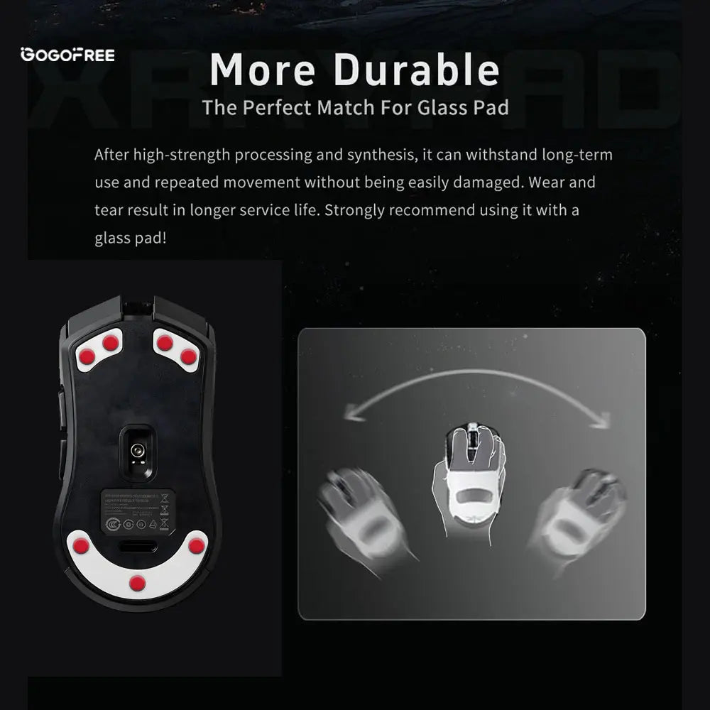 GOGOFREE Red 2Pcs Gaming Replacement Mouse Feet Stickers, High-Density PTFE Gamer Stuff PC Accessories with Long Service Life, Anti-Scratch Low-Friction Smooth Sliding Pads