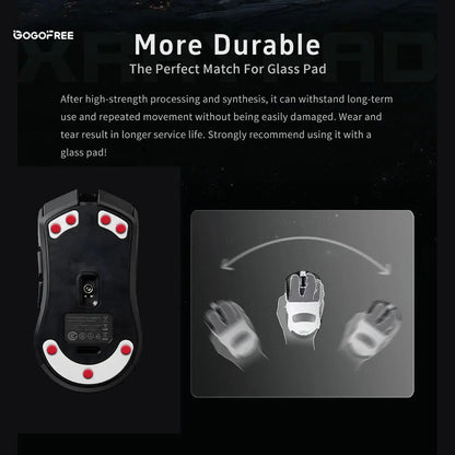 GOGOFREE Red 2Pcs Gaming Replacement Mouse Feet Stickers, High-Density PTFE Gamer Stuff PC Accessories with Long Service Life, Anti-Scratch Low-Friction Smooth Sliding Pads