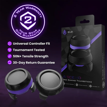 ELO Ascend Pro Gaming Thumbsticks for Gaming Controllers | Universal Fit, 1 High-Rise and 1 Low-Rise Domed Cap, Anti-Slip Micro-Etched Texture for Xbx, PS5, Switch Pro, Vagab Ond Controllers Console Wireless