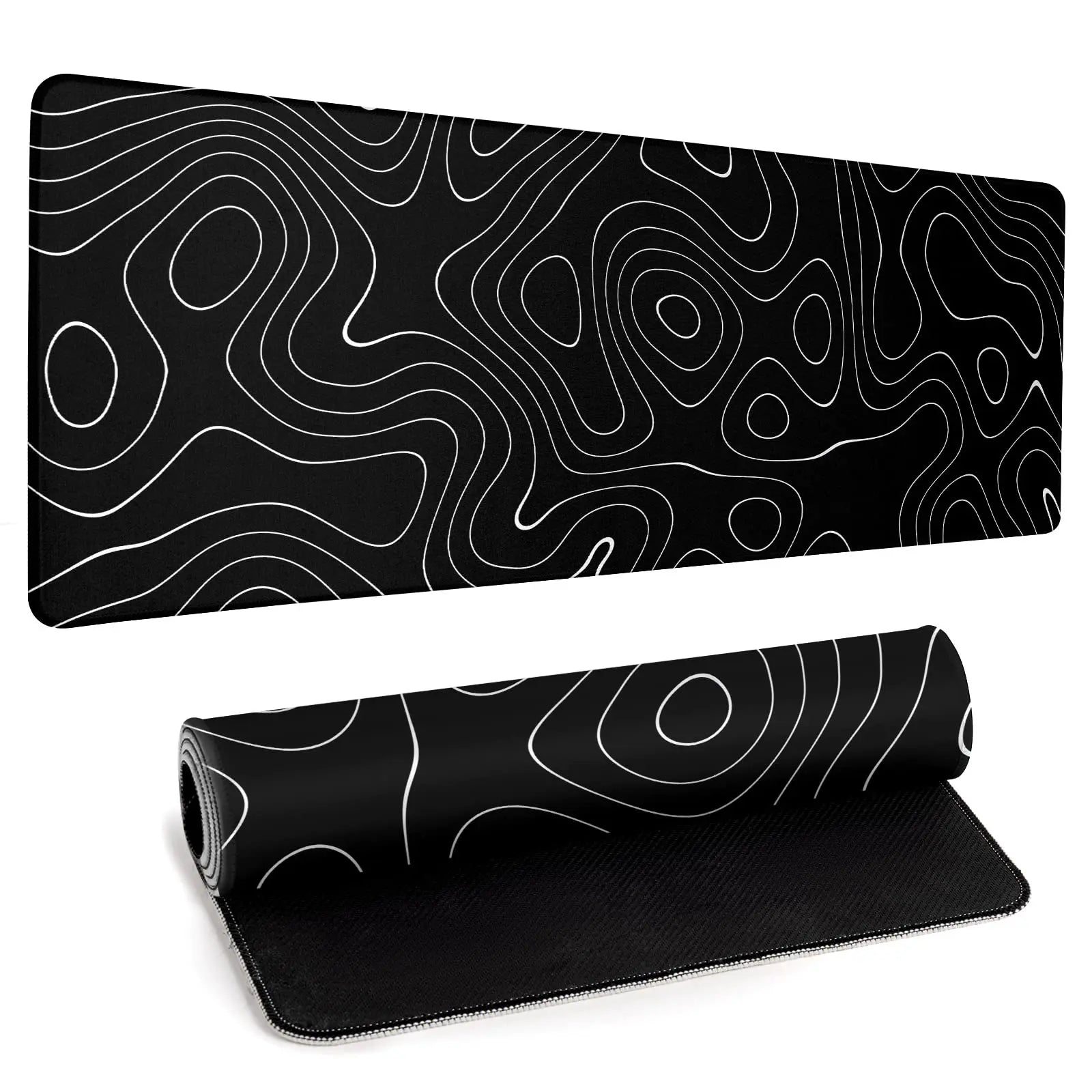 Topographic Gaming Mouse Pad Large 31.5 X 15.75In Keyboard Mousepad for Non-Slip Base Stitched Edge Extended Desk Pad XL Desk Mat