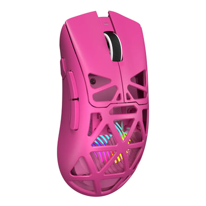 AULA SC620 Pink Contour Wireless Gaming Mouse - Lightweight 67G Design with Optical Sensor, Low Latency, 12K DPI, Tri-Mode Connectivity, RGB Backlighting, and Multi-Device Compatibility for FPS Gaming and Professional Use