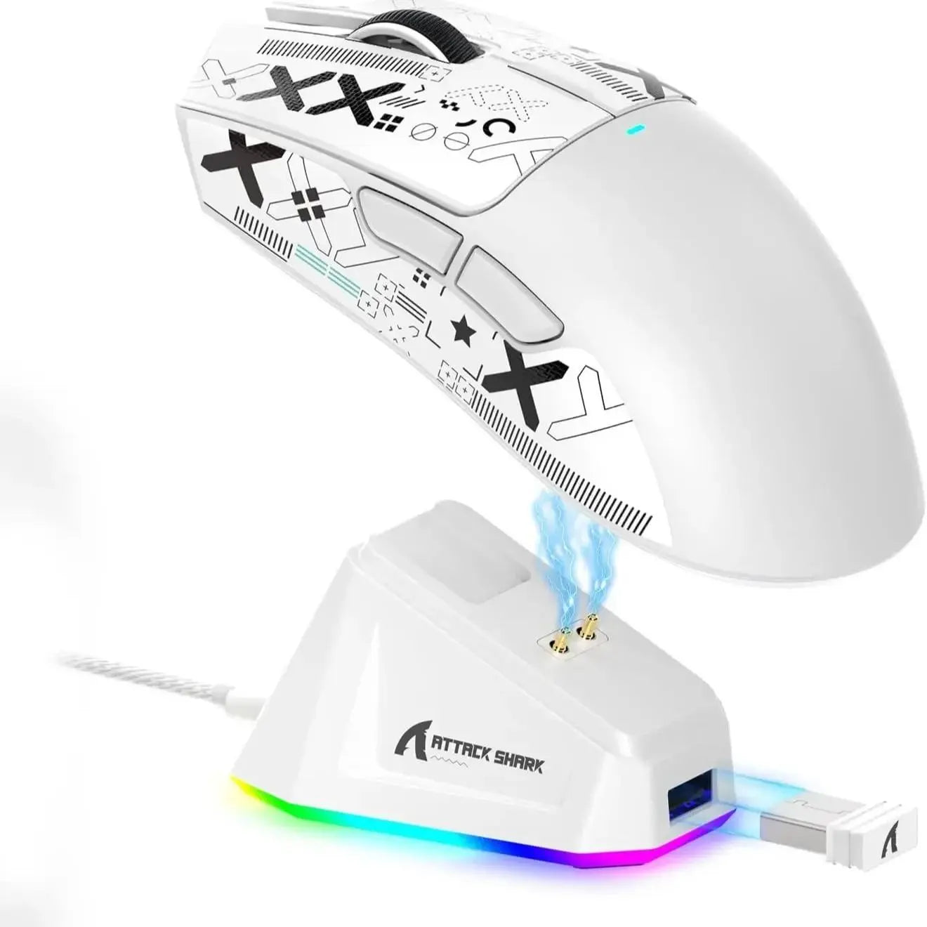 ATTACK SHARK X11 Wireless Gaming Mouse, Rechargeable RGB Gaming Mouse with Charging Base, 5 Programmable Buttons, Office Mouse for Gaming, Gaming Accessory