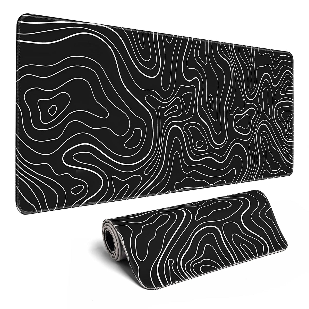 Topographic Gaming Mouse Pad Large 31.5 X 15.75In Keyboard Mousepad for Non-Slip Base Stitched Edge Extended Desk Pad XL Desk Mat