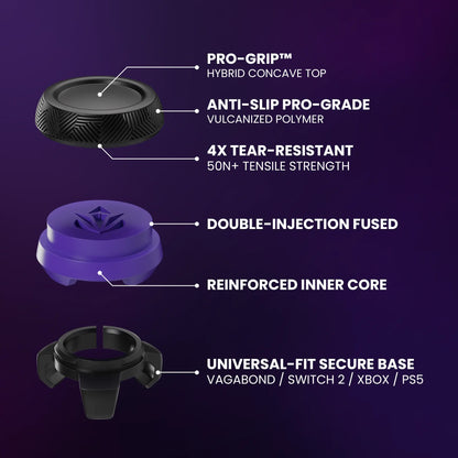 ELO Ascend Pro Gaming Thumbsticks for Gaming Controllers | Universal Fit, 1 High-Rise and 1 Low-Rise Domed Cap, Anti-Slip Micro-Etched Texture for Xbx, PS5, Switch Pro, Vagab Ond Controllers Console Wireless