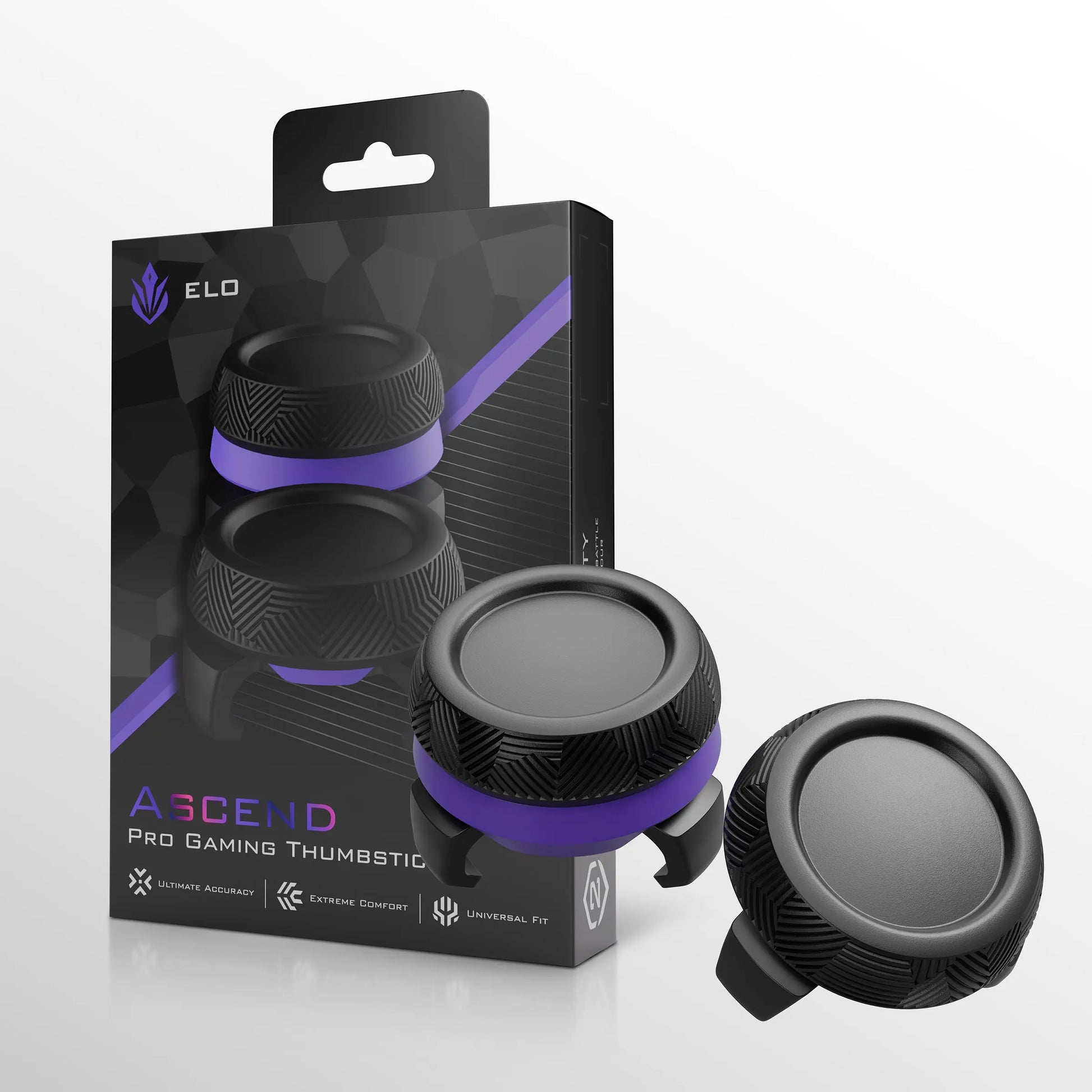 ELO Ascend Pro Gaming Thumbsticks for Gaming Controllers | Universal Fit, 1 High-Rise and 1 Low-Rise Domed Cap, Anti-Slip Micro-Etched Texture for Xbx, PS5, Switch Pro, Vagab Ond Controllers Console Wireless