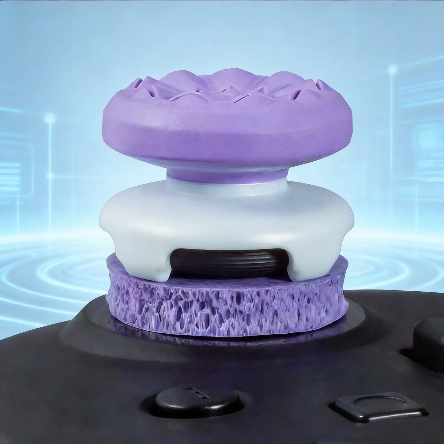 Professional Thumbstick Grips and Precision Rings for PS4, PS5, Xbox Series X/S, and Switch Pro Controllers - High-Rise and Mid-Rise Gaming Accessories in Black, Purple, and Green