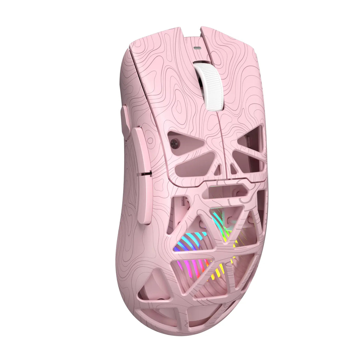 AULA SC620 Pink Contour Wireless Gaming Mouse - Lightweight 67G Design with Optical Sensor, Low Latency, 12K DPI, Tri-Mode Connectivity, RGB Backlighting, and Multi-Device Compatibility for FPS Gaming and Professional Use