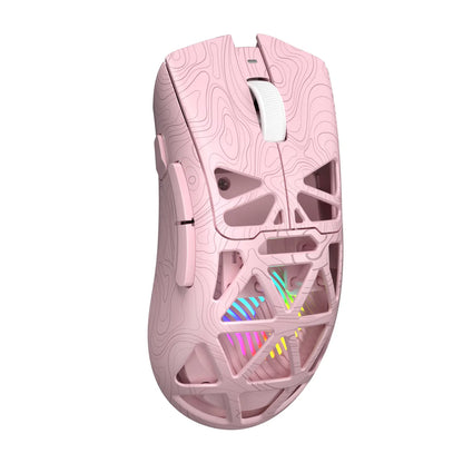 AULA SC620 Pink Contour Wireless Gaming Mouse - Lightweight 67G Design with Optical Sensor, Low Latency, 12K DPI, Tri-Mode Connectivity, RGB Backlighting, and Multi-Device Compatibility for FPS Gaming and Professional Use