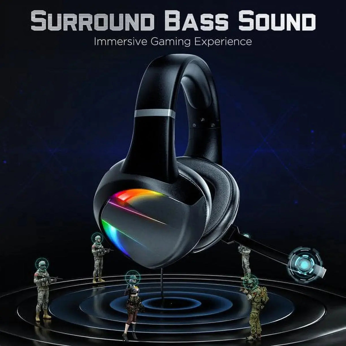 Beexcellent Wired Gaming Headphones with Noise Canceling Microphone, Surround Sound, RGB LED Lights & Multiple Systems Compatibility for PS5, PS4, Xbox 1, PC, Laptop, Mac, Nintendo Switch