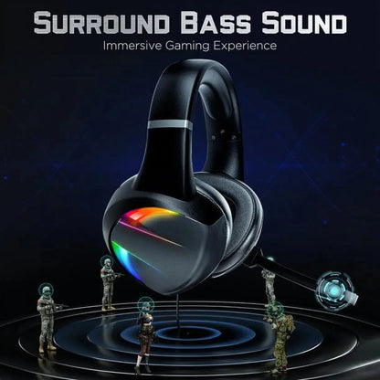 Beexcellent Wired Gaming Headphones with Noise Canceling Microphone, Surround Sound, RGB LED Lights & Multiple Systems Compatibility for PS5, PS4, Xbox 1, PC, Laptop, Mac, Nintendo Switch