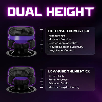 ELO Ascend Pro Gaming Thumbsticks for Gaming Controllers | Universal Fit, 1 High-Rise and 1 Low-Rise Domed Cap, Anti-Slip Micro-Etched Texture for Xbx, PS5, Switch Pro, Vagab Ond Controllers Console Wireless