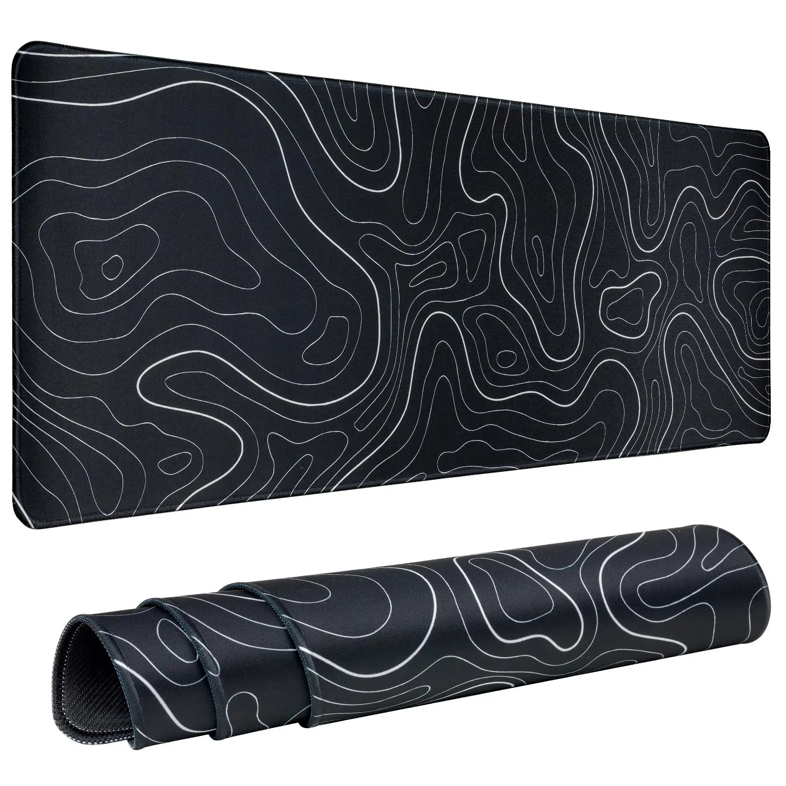 Topographic Gaming Mouse Pad Large 31.5 X 15.75In Keyboard Mousepad for Non-Slip Base Stitched Edge Extended Desk Pad XL Desk Mat