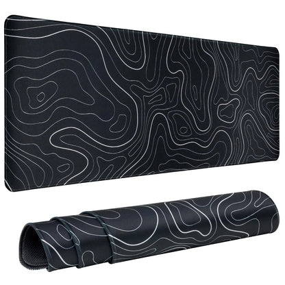 Topographic Gaming Mouse Pad Large 31.5 X 15.75In Keyboard Mousepad for Non-Slip Base Stitched Edge Extended Desk Pad XL Desk Mat