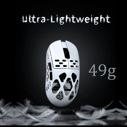 AJAZZ AM3 Magnesium-Aluminum Alloy Wireless Gaming Mouse, 49G Ultra-Lightweight, PAW3950 Sensor, Max 30000 DPI, Bluetooth/2.4G/Wired Tri-Mode Connection Dual 8K, Red,Back to School,Back to School Haul