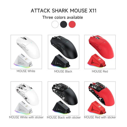 ATTACK SHARK X11 Wireless Gaming Mouse, Rechargeable RGB Gaming Mouse with Charging Base, 5 Programmable Buttons, Office Mouse for Gaming, Gaming Accessory