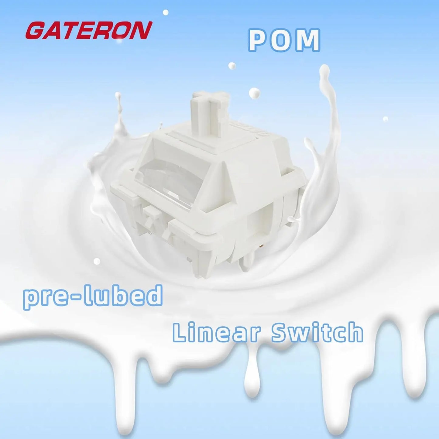 Gateron Smoothie Linear Keyboard Switch,5-Pin 40Gf 22Mm Dual-Stage Spring Pre-Lubed Full POM Key Switches for Mechanical Gaming Keyboard(Smoothie White )