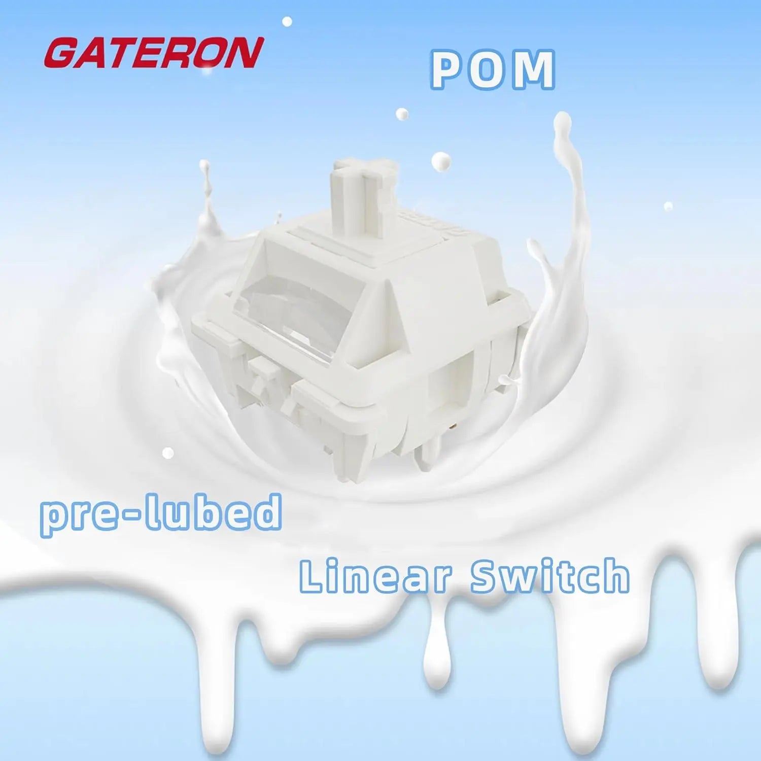 Gateron Smoothie Linear Keyboard Switch,5-Pin 40Gf 22Mm Dual-Stage Spring Pre-Lubed Full POM Key Switches for Mechanical Gaming Keyboard(Smoothie White )