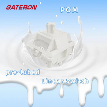 Gateron Smoothie Linear Keyboard Switch,5-Pin 40Gf 22Mm Dual-Stage Spring Pre-Lubed Full POM Key Switches for Mechanical Gaming Keyboard(Smoothie White )