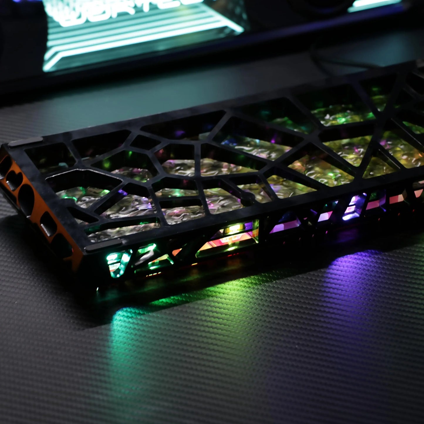 Translucent Black and Pink Gasket Mounted Mechanical Keyboard with RGB Lighting, Hot-Swappable Red Switches, N-Key Rollover, and USB-C Connectivity for Custom Gaming Setup on PC/Mac