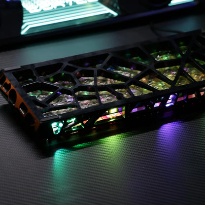 Translucent Black and Pink Gasket Mounted Mechanical Keyboard with RGB Lighting, Hot-Swappable Red Switches, N-Key Rollover, and USB-C Connectivity for Custom Gaming Setup on PC/Mac